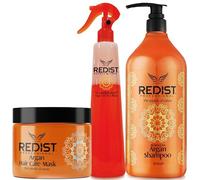 Redist Coffret Soin Cheveux à l'Huile d'Argan - Shampooing 500 ml + Masque 475 ml + Après-Shampooing Biphasé 400 ml | Hydratation, Réparation & Brillance | Pour Cheveux Secs et Abîmés