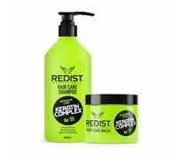 Redist Professional Keratin Complex Set - Hair Care Shampooing n° 55 1000 ml + Hair Care Mask n° 77 475 ml | Soin intensif & brillance | Pour cheveux secs et abîmés