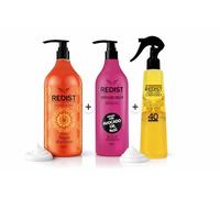 Redist Shampoing Argan 500 ml + Crème capillaire à l'avocat 500 ml + Après-shampoing sans rinçage 2 phases 400 ml - Anti-frisottis, réparation et hydratation - Pour cheveux secs et abîmés