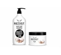 Redist Shampoing professionnel anti-perte avec garlic 1000 ml + masque capillaire de 475 ml | Fortifiant et nourrissant | Prévient la perte de cheveux | Pour cheveux secs, fragiles ou abîmés |