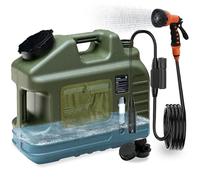 RedJuslink Douche de camping électrique avec seau de 18 litres, douche de camping rechargeable avec 7 modes de pulvérisation, conteneurs d'eau de 1,5 litres, kit de pompe de camping en plein air pour