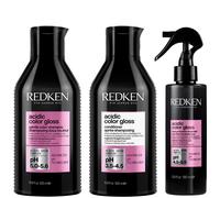 Redken Acidic Color Gloss Sulphate-Free Shampoo and Conditioner 500ml and Heat Protection Leave-in Treatment 190ml Bundle