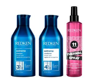 Redken Extreme Shampoo and Conditioner For Damaged Hair with Thermal Spray Heat Protector