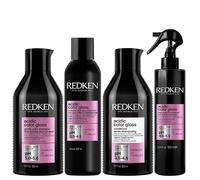Redken Pack Acidic Color Gloss Shampooing sans sulfate 300 ml, après-shampoing brillant couleur acide 300 ml, traitement brillant pour verre activé 237 ml et traitement de protection thermique 190 ml