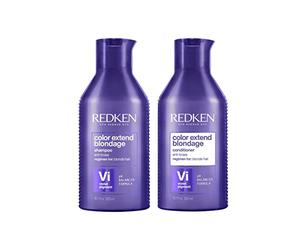 REDKEN - Routine Neutralisante - Shampoing + Après-Shampoing - Anti-Reflets - Vegan & Sans Paraben - Pigments Violets & Acide Citrique - Cheveux Blonds & Méchés - Color Extend Blondage - 2 x 300 ml