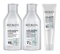 REDKEN - Routine Réparatrice - Shampoing + Après-Shampoing + Soin Thermo-Protecteur Sans Rinçage - Protège La Couleur - Sans Sulfates - Acide Citrique - Cheveux Abîmés - Acidic Bonding Concentrate