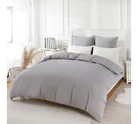 REDKEY Bedding Housse de Couette 135x200 cm avec 1 Taies d'oreiller 80x80cm - Gris Clair Parure de Lit 1 Personne avec Fermeture Éclair - Sets de Housse Couette en Microfibre