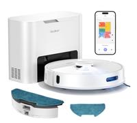 Redkey R10 Aspirateur Robot avec Station de Vidange, Fonction Lavage Auto-Nettoyant 90 Jours, Réservoir d'eau 350 ML, 4000 Pa, Navigation LDS pour Tapis, Poils d'animaux et Sols Durs