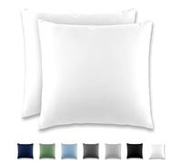 REDKEY Taie Oreiller 40x40 Blanc - Lot de 2 Taies d'Oreillers 40 x 40 Carré en Microfibre Brossée, Housse Oreiller Coussin Oreiller avec sa Fermeture à Rabat (sans Fermeture Éclair)