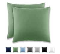 REDKEY Taie Oreiller 40x40 Herbe Verte - Lot de 2 Taies d'Oreillers 40 x 40 Carré en Microfibre Brossée, Housse Oreiller Coussin Oreiller avec sa Fermeture à Rabat (sans Fermeture Éclair)