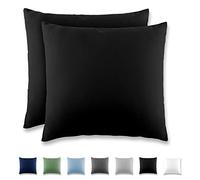 REDKEY Taie Oreiller 40x40 Noir - Lot de 2 Taies d'Oreillers 40 x 40 Carré en Microfibre Brossée, Housse Oreiller Coussin Oreiller avec sa Fermeture à Rabat (sans Fermeture Éclair)