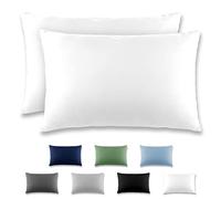 REDKEY Taie Oreiller 40x60 Blanc - Lot de 2 Taies d'Oreillers 40 x 60 Carré en Microfibre Brossée, Housse Oreiller Coussin Oreiller avec sa Fermeture à Rabat (sans Fermeture Éclair)