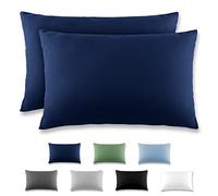 REDKEY Taie Oreiller 40x60 Bleu foncé - Lot de 2 Taies d'Oreillers 40 x 60 Carré en Microfibre Brossée, Housse Oreiller Coussin Oreiller avec sa Fermeture à Rabat (sans Fermeture Éclair)