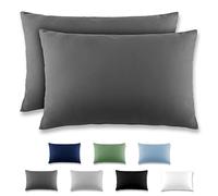 REDKEY Taie Oreiller 40x60 Gris foncé - Lot de 2 Taies d'Oreillers 40 x 60 Carré en Microfibre Brossée, Housse Oreiller Coussin Oreiller avec sa Fermeture à Rabat (sans Fermeture Éclair)