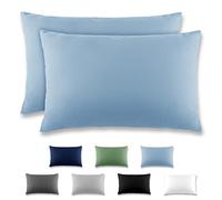 REDKEY Taie Oreiller 40x70 Bleu Clair - Lot de 2 Taies d'Oreillers 40 x 70 Carré en Microfibre Brossée, Housse Oreiller Coussin Oreiller avec sa Fermeture à Rabat (sans Fermeture Éclair)