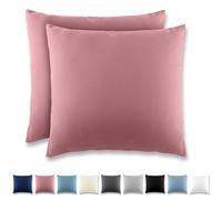 REDKEY Taie Oreiller 50x50 Lotusrosa - Lot de 2 Taies d'Oreillers 50 x 50 Carré en Microfibre Brossée, Housse Oreiller Coussin Oreiller avec Fermeture Éclair