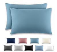 REDKEY Taie Oreiller 50x70 Bleu eau - Lot de 2 Taies d'Oreillers 50 x 70 Carré en Microfibre Brossée, Housse Oreiller Coussin Oreiller avec Fermeture Éclair