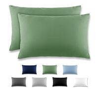 REDKEY Taie Oreiller 50x80 Herbe Verte - Lot de 2 Taies d'Oreillers 50 x 80 Carré en Microfibre Brossée, Housse Oreiller Coussin Oreiller avec sa Fermeture à Rabat (sans Fermeture Éclair)