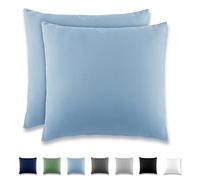 REDKEY Taie Oreiller 80x80 Bleu Clair - Lot de 2 Taies d'Oreillers 80 x 80 Carré en Microfibre Brossée, Housse Oreiller Coussin Oreiller avec sa Fermeture à Rabat (sans Fermeture Éclair)