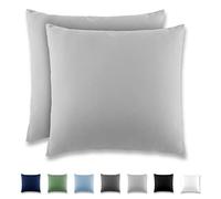 REDKEY Taie Oreiller 80x80 Gris Clair - Lot de 2 Taies d'Oreillers 80 x 80 Carré en Microfibre Brossée, Housse Oreiller Coussin Oreiller avec sa Fermeture à Rabat (sans Fermeture Éclair)