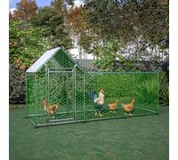 Redkid Enclos Métallique pour Poulailler 3x1,5x1m - avec Toile PE Imperméable et Verrou de Sécurité - Grand Parc Extérieur pour Poulets, Lapins et Divers Petits Animaux (1x3x1.5m)