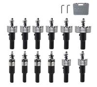 REDKNOT Lot de 12 scies cloches en carbure de tungstène, 16 à 50 mm, en acier inoxydable, métal, carbure - Kit de coupe cloche en acier rapide 4241 avec 2 clés en L pour bois mental - Acier inoxydable