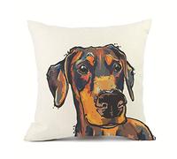 Redland Art Housse de coussin décorative en coton et lin pour canapé Motif chien Doberman Pinscher 45,7 x 45,7 cm