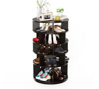 Redlife Étagère à Chaussures rotative à 5 Niveaux, Organisateur de Rangement de Chaussures tournant à 360°, étagère à Chaussures en Bois - Carrousel à Chaussures pour entrée, Chambre et couloir (Noir)
