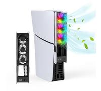 Redlution Cooling Fan with RGB LightIing for PS5 PRO and PS5 Slim DISC&Digital,3 RGB Quiet Cooling Fan,Ajustable Airflow Modes, Easy Install USB Port