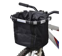 Redlution Panier pour Avant de vélo Amovible en Toile, Panier de Transport pour Animal Domestique, Cadre en Alliage d'aluminium, Noir, pour Chat, chien