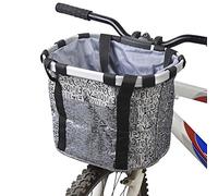 Redlution Panier pour avant de vélo amovible en toile, panier de transport pour animal domestique, cadre en alliage d'aluminium, Argenté.