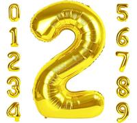 Redmarket® Ballons d'anniversaire, fabriqués dans l'UE, 100 cm, ballon numéro 2, couleur or