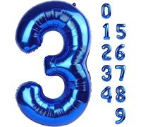 Redmarket® Ballons d'anniversaire, fabriqués dans l'UE, 100 cm, ballon numéro 3, couleur bleue