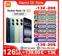 Redmi Note 14 4G Version mondiale 6.67 ''120Hz AMOLED écran NFC 108MP caméra 5500mAh batterie Vert lime