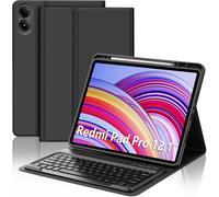 Redmi Pad Pro Keyboard 12.1 Inch 2024, Keyboard Case for Redmi Pad Pro 12.1 Inch 2024, French AZERTY Detachable Magnetic Bluetooth Keyboard with Pen Slot for Xiaomi Redmi Pad Pro 12.1 Inch, Black