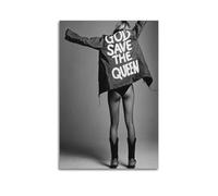 RedMush Kate Moss God Save The Queen Poster 9 sur toile, décoration murale pour salon, chambre à coucher, style sans cadre, 30 x 45 cm