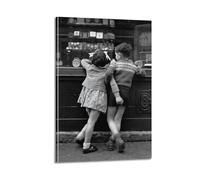 RedMush Poster vintage noir et blanc avec photographie de Robert Doisneau (19) - Poster sur toile - Décoration de chambre à coucher, bureau, chambre à coucher, bureau, cadeau - style cadre 40 x 60 cm