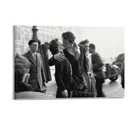 RedMush Poster vintage noir et blanc avec photographie de Robert Doisneau (50) - Poster sur toile - Décoration de chambre à coucher, bureau, chambre à coucher, bureau, cadeau - style cadre 40 x 60 cm