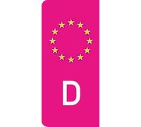 rednow Lot de 2 autocollants pour plaque d'immatriculation - Motif drapeau européen - Rose