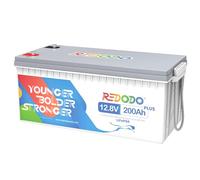 Redodo 12V 200Ah Plus(1 Pack) Batterie Lithium 2560Wh Batterie LiFePO4 avec 200A BMS Protection Multiple Certificats UL&FCC pour Stockage Domestique/Système Energie Solaire/Camping-Car
