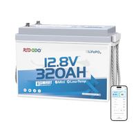 Redodo 12V 320Ah W190 Batterie LiFePO4 avec Bluetooth 4096Wh Batterie Lithium avec BMS 200Ah Surveillance Via APP Basses Températures pour Camping Car/Bateau/Cabane Hors Réseau/Secours Maison