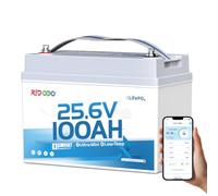 Redodo 24V 100Ah Group31 Batteria Lithium pour Trolling Motor(Max 100Ib) | Bluetooth, BMS 100A, 2560Wh, Basses Températures, 6000 Cycles, IP65 Étanche, Max 4P4S Convient Aussi pour Camping-car