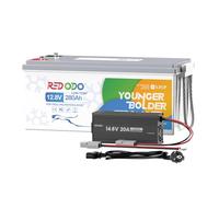 Redodo Batterie LiFePO4 12V 280Ah avec Chargeur 12V 20A Coupure Basse Température Batterie Lithium 3584Wh Idéale pour Moteurs Electriques Applications Marines Camping-cars et Cpplications Hors Réseau