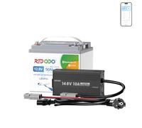 Redodo Batterie Lithium Bluetooth 12V 50Ah + Chargeur 14,6V 10A Protection Contre Basses Températures Durée de Vie de 10 Ans Légère pour Camping-Cars Installations Solaires Bateaux Camping