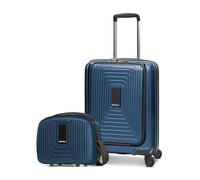 REDOLZ Article essentiel 14, Bleu foncé métallisé, S+ (Laptop) & Beauty-Case, Chariot rigide avec roulettes pivotantes