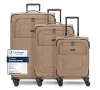 REDOLZ Essentials 12 - Lot de 3 valises pour homme et femme - Valise légère et stable - Avec 4 roulettes doubles et serrure TSA - Extensible avec soufflets, café, Kofferset (3-teilig) 4-Rad