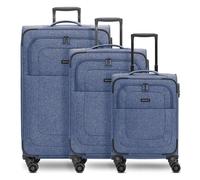 Redolz Essentials 12 THREE SET 4 roues Set de valises 3 pièces avec soufflet d'extension bleu