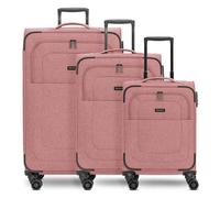 Redolz Essentials 12 THREE SET 4 roues Set de valises 3 pièces avec soufflet d'extension rose