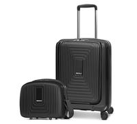 REDOLZ Essentials 14 articles de base, Noir métallisé, 2-SET Trolley+ Laptopfach erweiterbar & BC, Valise rigide avec roulettes pivotantes