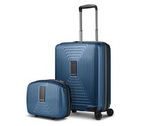 Redolz Essentials 14 - Set de valises 2 pièces : valise cabine avec soufflet d'extension et Vanity-case bleu